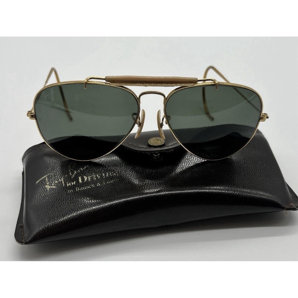Vintage 1980s Ray-Ban B&L Aviator Sunglasses BL Etched Lenses 58-14 USA